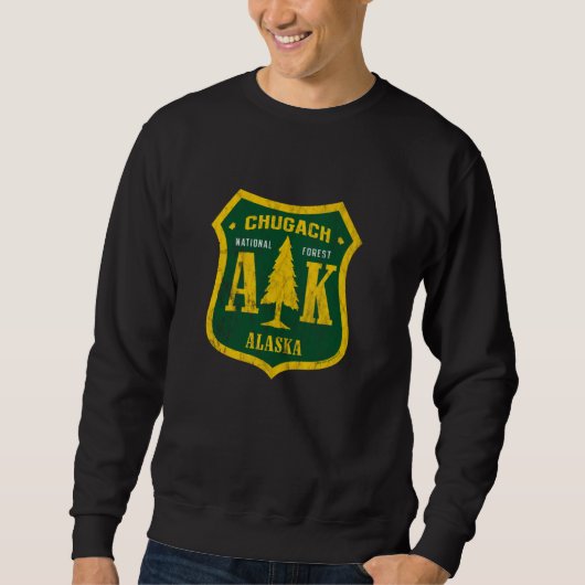 Chugach Nationaal Bos Alaska Schild Retro Vintag Trui (Voorkant)
