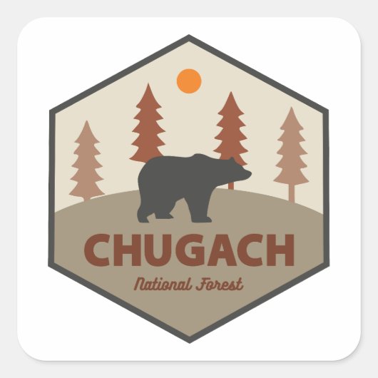 Chugach National Forest Alaska Beer Vierkante Sticker (Voorkant)