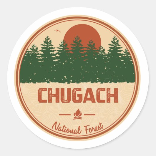 Chugach National Forest Ronde Sticker (Voorkant)