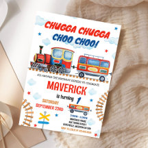 Chugga Cho Trein Jongens Verjaardagsuitnodiging Ki