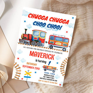 Chugga Cho Trein Jongens Verjaardagsuitnodiging Ki Kaart