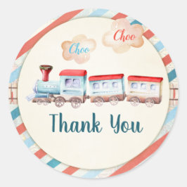 Chugga Choo Boy Birthday Favor Tags Train Red Blue Ronde Sticker