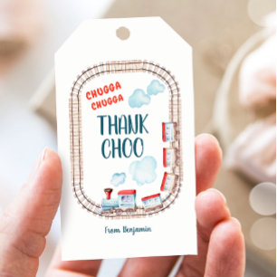 Chugga Choo Boy  Train Red Blue Birthday Cadeaulabel