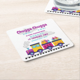 Chugga Choo Cartoon tweede verjaardag Kartonnen Onderzetters