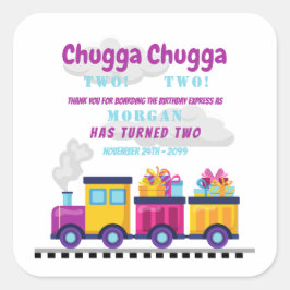 Chugga Choo Cartoon tweede verjaardag Vierkante Sticker