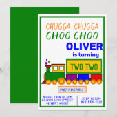 Chugga Choo Choo Jongen 2e Verjaardag Kaart (Voorkant / Achterkant)