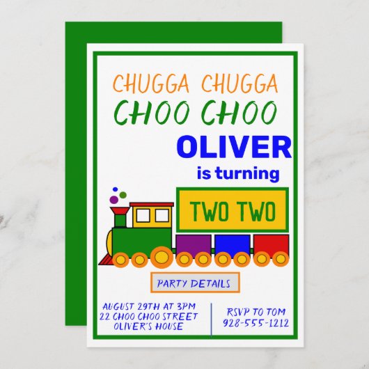 Chugga Choo Choo Jongen's 2e Verjaardag Kaart (Voorkant / Achterkant)