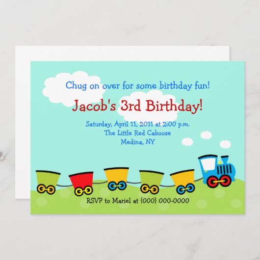 Chugga Choo Choo Train 5x7 Birthday Kaart (Voorkant / Achterkant)