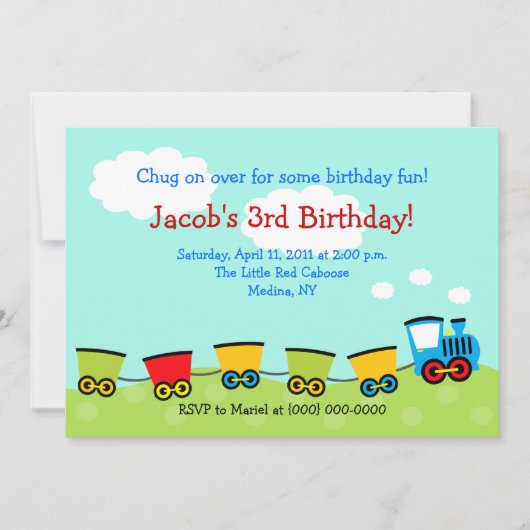 Chugga Choo Choo Train 5x7 Birthday Kaart (Voorkant)