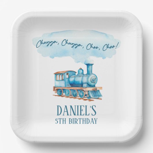 Chugga Choo Choo  Trein Verjaardagsfeest Papieren Bordje (Voorkant)