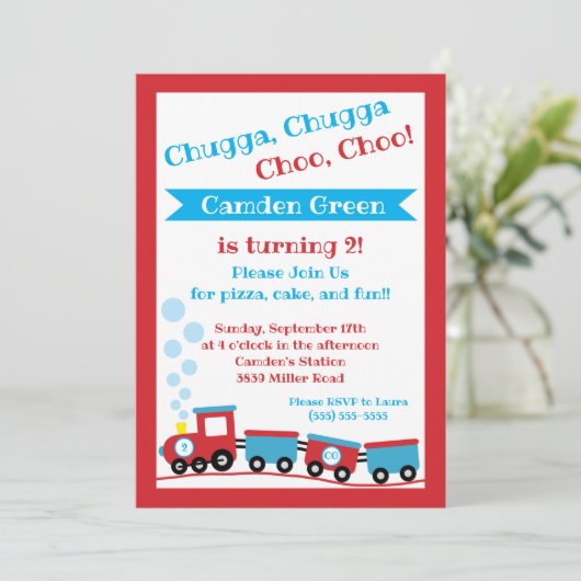 Chugga Choo, Choo, uitnodiging voor verjaardagsfee (Staand voorkant)