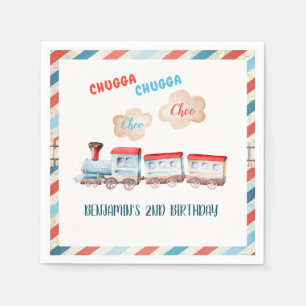 Chugga Choo  Train Boy Red Blue Birthday Servet