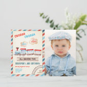 Chugga Choo Train  Boy Rood Blauw Verjaardag Kaart (Staand voorkant)