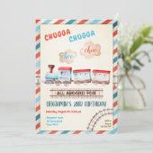 Chugga Choo  Train Boy Rood Blauw Verjaardag Kaart (Staand voorkant)