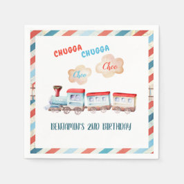 Chugga Choo Train Boy Rood Blauw Verjaardag Servet