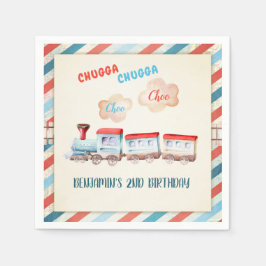Chugga Choo Train Boy Rood Blauw Verjaardag Servet