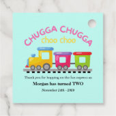 Chugga Choo Train Themd Cartoon 2e verjaardag Bedankjes Labels (Achterkant)