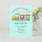 Chugga Choo Train Themd Cartoon 2e verjaardag Kaart (Staand voorkant)