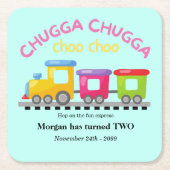 Chugga Choo Train Themd Cartoon 2e verjaardag Kartonnen Onderzetters (Voorkant)