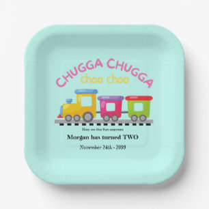 Chugga Choo Train Themd Cartoon 2e verjaardag Papieren Bordje