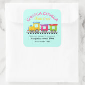 Chugga Choo Train Themd Cartoon 2e verjaardag Vierkante Sticker (Tas)