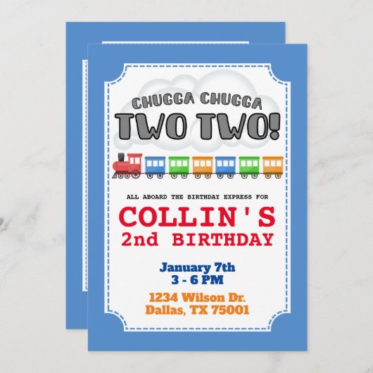 Chugga Chugga 2 Uitnodiging om twee dagen (Voorkant / Achterkant)