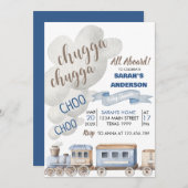 Chugga Chugga cho All Aboard Baby shower Kaart (Voorkant / Achterkant)