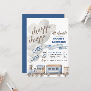 Chugga Chugga cho All Aboard Baby shower Kaart