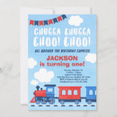 Chugga Chugga Choo Choo Jongens Trein 1e Verjaarda Kaart (Voorkant)