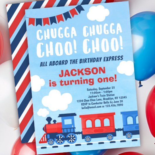 Chugga Chugga Choo Choo Jongens Trein 1e Verjaarda Kaart