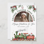 Chugga Chugga Choo Choo Kersttrein Foto Feestdagenkaart (Voorkant)