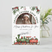Chugga Chugga Choo Choo Kersttrein Foto Feestdagenkaart (Staand voorkant)