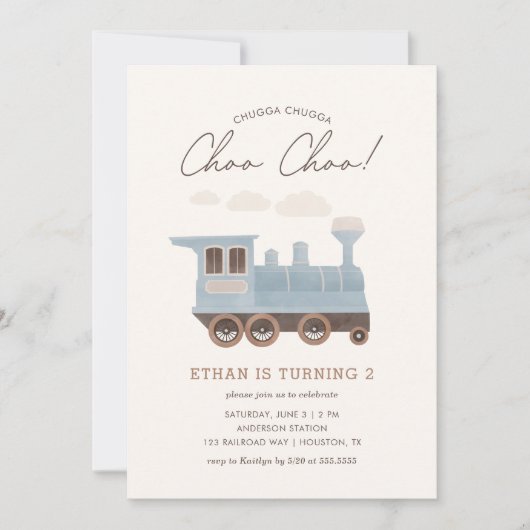 Chugga Chugga Choo Choo Train 2e Verjaardag Kaart (Voorkant)