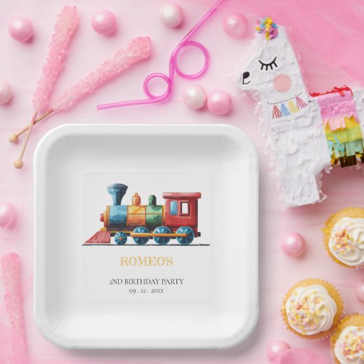 Chugga Chugga Choo Choo  Train 2e Verjaardag Papieren Bordje (Feest)