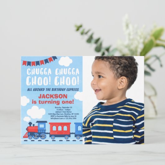 Chugga Chugga Choo Choo Train Birthday Kaart (Staand voorkant)