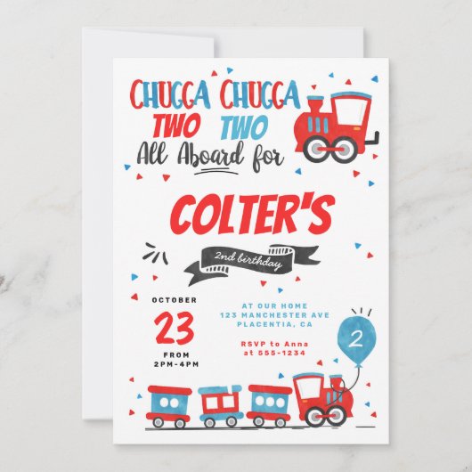 Chugga Chugga Choo choo Train Birthday Party Kaart (Voorkant)