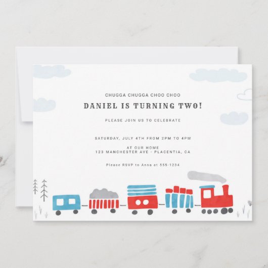 Chugga Chugga Choo choo Train Birthday Party Kaart (Voorkant)