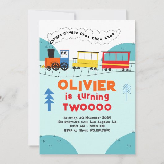 Chugga Chugga Choo Choo Train Boy Tweede Verjaarda Kaart (Voorkant)