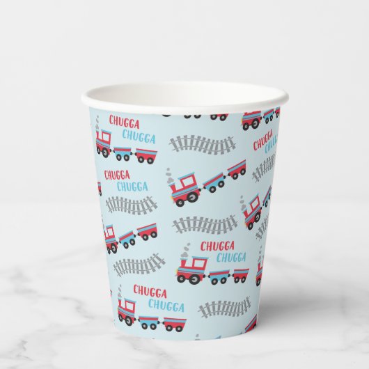 Chugga Chugga Choo Choo Trein Verjaardagsfeestbeke Papieren Bekers (Achterkant)