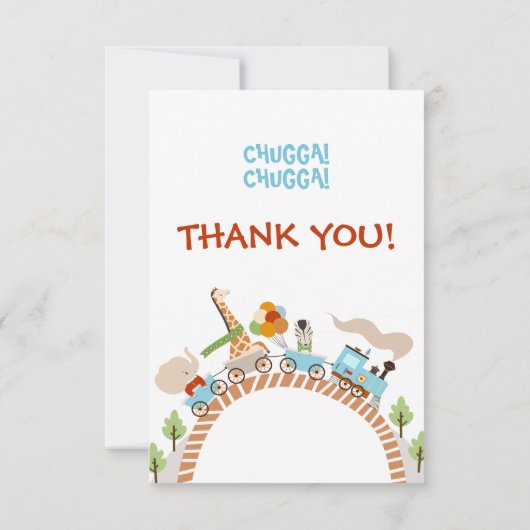 Chugga Chugga trein verjaardag bedankkaart (Achterkant)