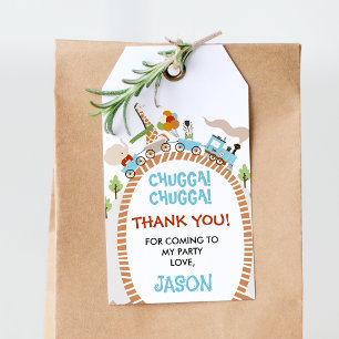 Chugga Chugga trein verjaardag bedankkaart Cadeaulabel