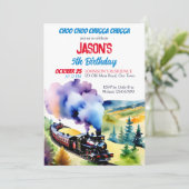 Chugga chugga trein verjaardagsfeestje sjabloon kaart (Staand voorkant)