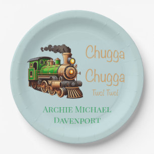 Chugga Chugga Twee Groene Trein Verjaardagsfeest Papieren Bordje