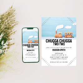 Chugga Chugga Twee | Kids Verjaardag Foto uitnodig Kaart