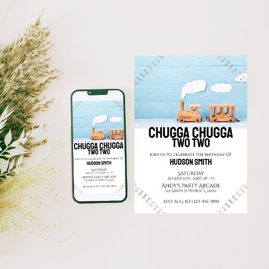 Chugga Chugga Twee | Kids Verjaardag Foto uitnodig Kaart