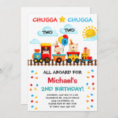 Chugga Chugga twee trein 2e jongen verjaardagsfees Kaart (Voorkant / Achterkant)