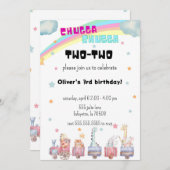 Chugga Chugga Twee trein verjaardag uitnodiging (Voorkant / Achterkant)