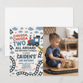 Chugga Chugga Twee Trein Verjaardagsfeest Foto Kaart (Voorkant / Achterkant)