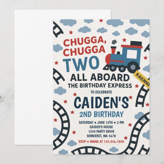 Chugga Chugga Twee Trein Verjaardagsfeest Kaart (Voorkant / Achterkant)