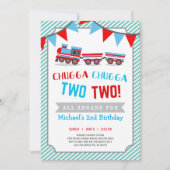 Chugga chugga twee treinverjaardagsuitnodiging kaart (Voorkant)